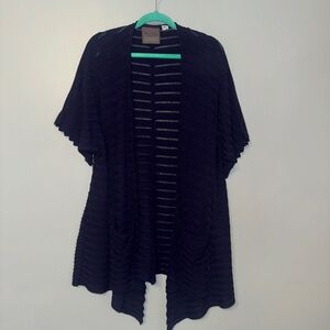 Anthropologie Guinevere Cashmere Blend Navy Blue Open Cardigan Sweater Large